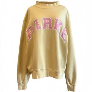 PARKE summerland yellow sweatshirt with pink lettering xxl